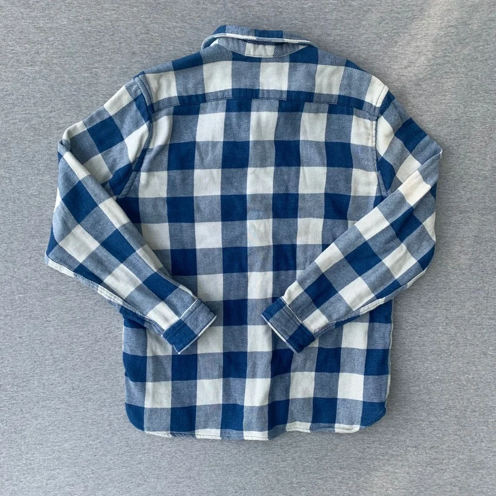 Levis Mens XL Blue White Buffalo Check Flannel Button Down Long Sleeve Shirt